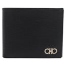 Salvatore Ferragamo Gancini Bifold Wallet Leather Black Silver Auth bs35088V-2