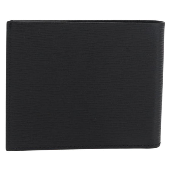 Salvatore Ferragamo Gancini Bifold Wallet Leather Black Silver Auth bs35088V