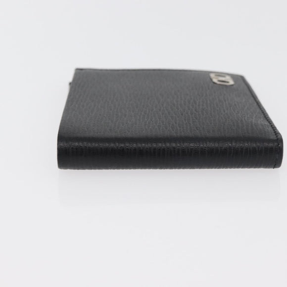 Salvatore Ferragamo Gancini Bifold Wallet Leather Black Silver Auth bs35088V