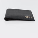 Salvatore Ferragamo Gancini Bifold Wallet Leather Black Silver Auth bs35088V-7