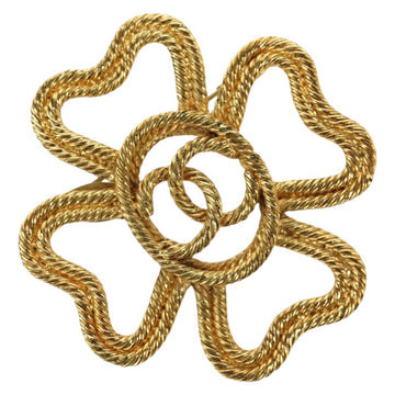 CHANEL Brooch metal Gold Tone CC Auth bs35091M