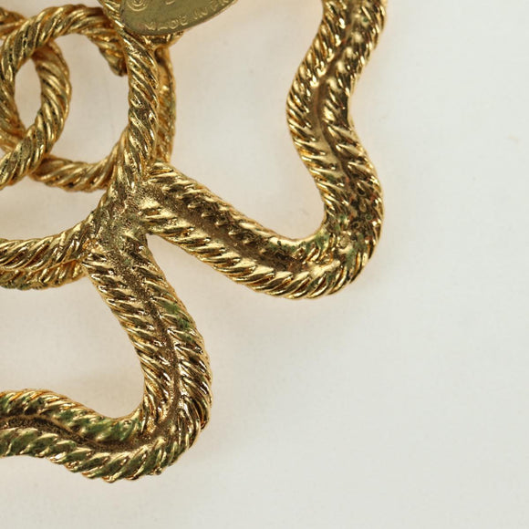 CHANEL Brooch metal Gold Tone CC Auth bs35091M