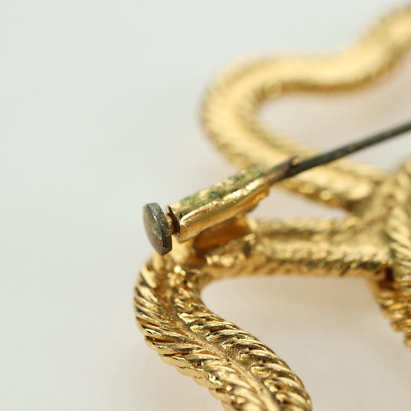 CHANEL Brooch metal Gold Tone CC Auth bs35091M