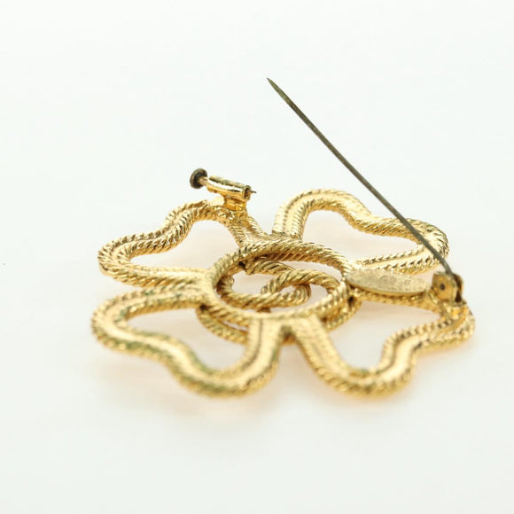 CHANEL Brooch metal Gold Tone CC Auth bs35091M