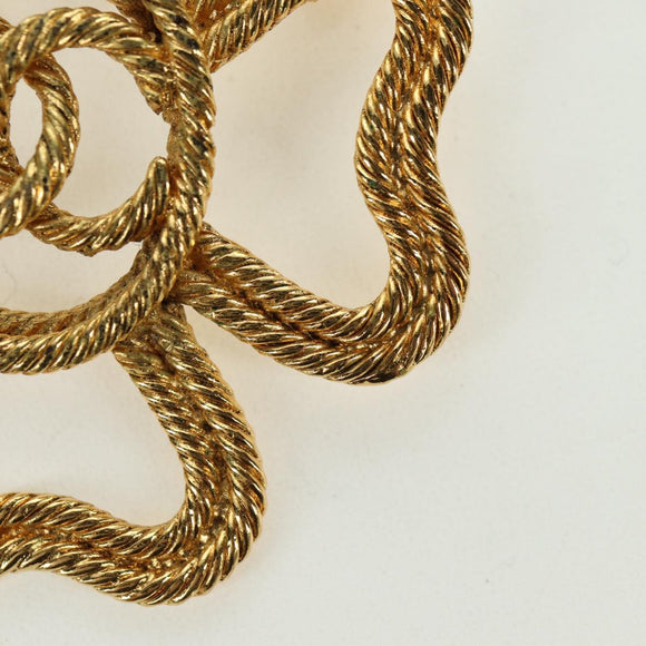 CHANEL Brooch metal Gold Tone CC Auth bs35091M