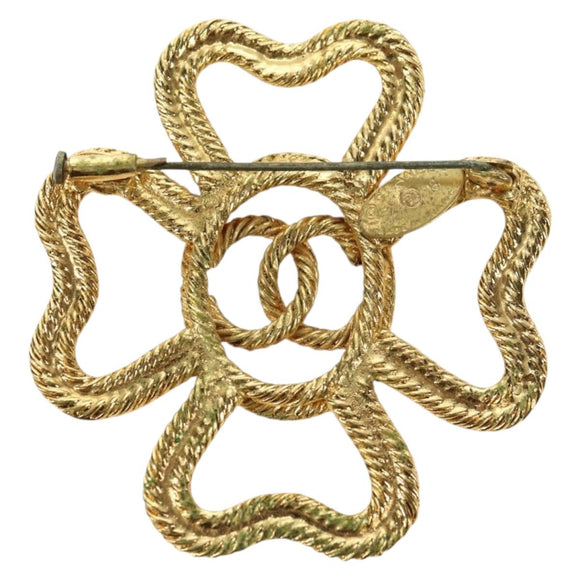 CHANEL Brooch metal Gold Tone CC Auth bs35091M