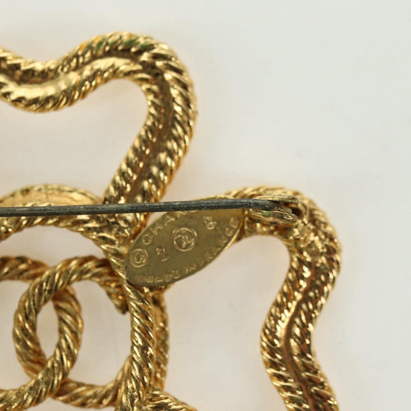 CHANEL Brooch metal Gold Tone CC Auth bs35091M