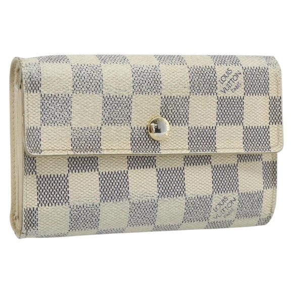 LOUIS VUITTON Damier Azur Portefeuille Alexandra Wallet Damier Azur Auth bs35094