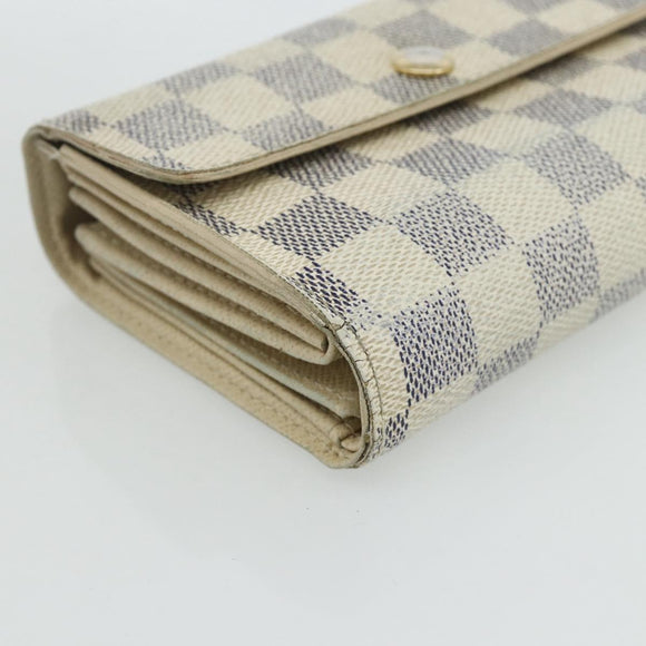 LOUIS VUITTON Damier Azur Portefeuille Alexandra Wallet Damier Azur Auth bs35094