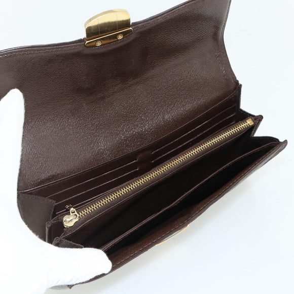 LOUIS VUITTON Damier Ebene Portefeuille Sistina Long Wallet N61747 Auth bs35096