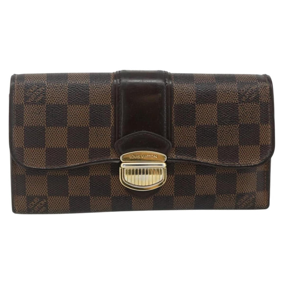 LOUIS VUITTON Damier Ebene Portefeuille Sistina Long Wallet N61747 Auth bs35096