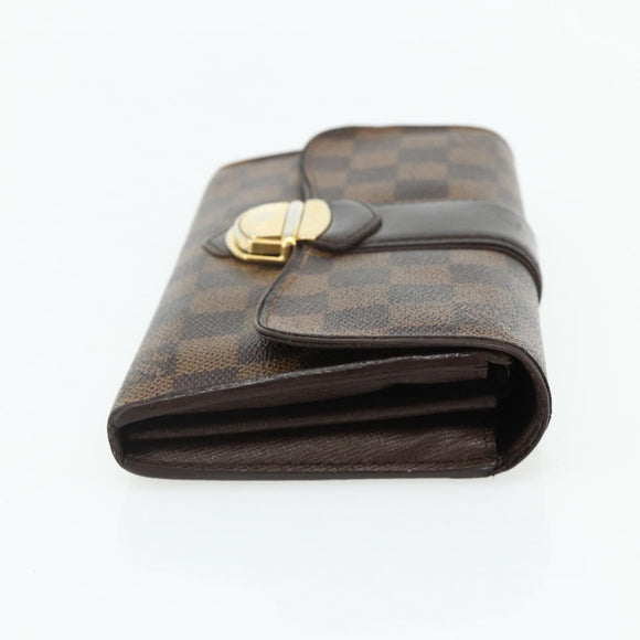 LOUIS VUITTON Damier Ebene Portefeuille Sistina Long Wallet N61747 Auth bs35096