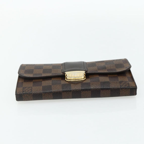 LOUIS VUITTON Damier Ebene Portefeuille Sistina Long Wallet N61747 Auth bs35096