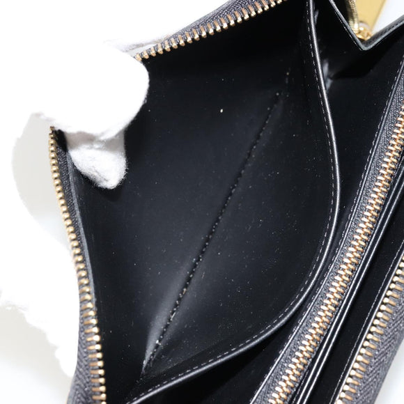 LOUIS VUITTON Vernis Yayoi Kusama Zippy Wallet White Black M91573 Auth bs35097A
