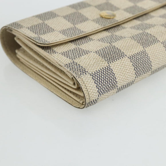 LOUIS VUITTON Damier Azur Portefeuille Alexandra Wallet Damier Azur Auth bs35098
