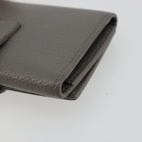 SAINT LAURENT Key Case Leather Gray Silver Auth bs35102