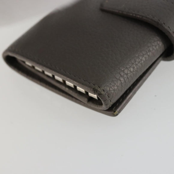 SAINT LAURENT Key Case Leather Gray Silver Auth bs35102