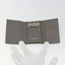 SAINT LAURENT Key Case Leather Gray Silver Auth bs35102-13