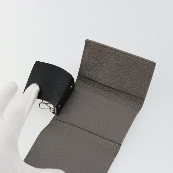 SAINT LAURENT Key Case Leather Gray Silver Auth bs35102