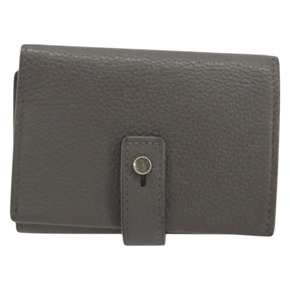 SAINT LAURENT Key Case Leather Gray Silver Auth bs35102
