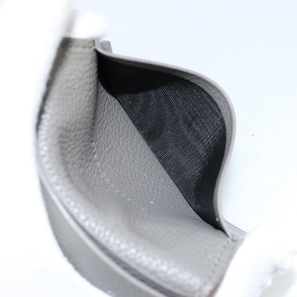 SAINT LAURENT Key Case Leather Gray Silver Auth bs35102