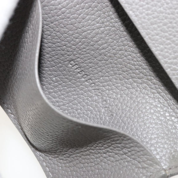 SAINT LAURENT Key Case Leather Gray Silver Auth bs35102