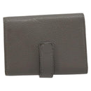 SAINT LAURENT Key Case Leather Gray Silver Auth bs35102-3