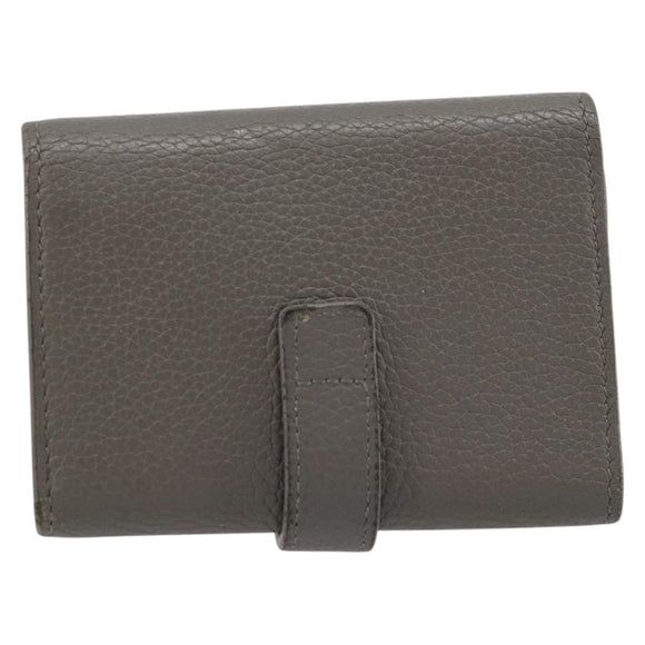 SAINT LAURENT Key Case Leather Gray Silver Auth bs35102
