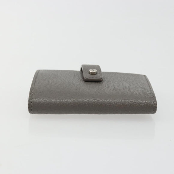 SAINT LAURENT Key Case Leather Gray Silver Auth bs35102