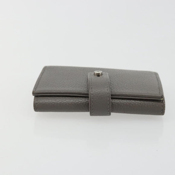 SAINT LAURENT Key Case Leather Gray Silver Auth bs35102