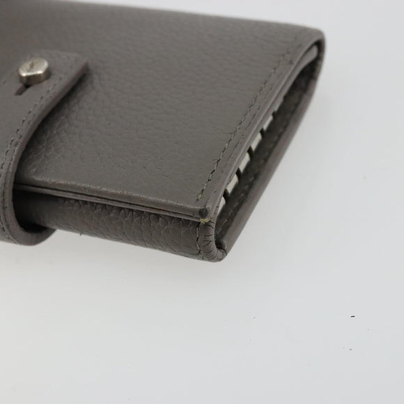SAINT LAURENT Key Case Leather Gray Silver Auth bs35102