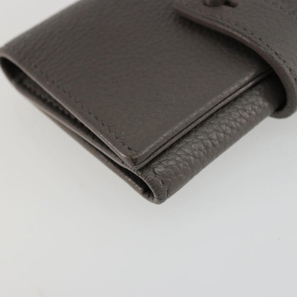 SAINT LAURENT Key Case Leather Gray Silver Auth bs35102