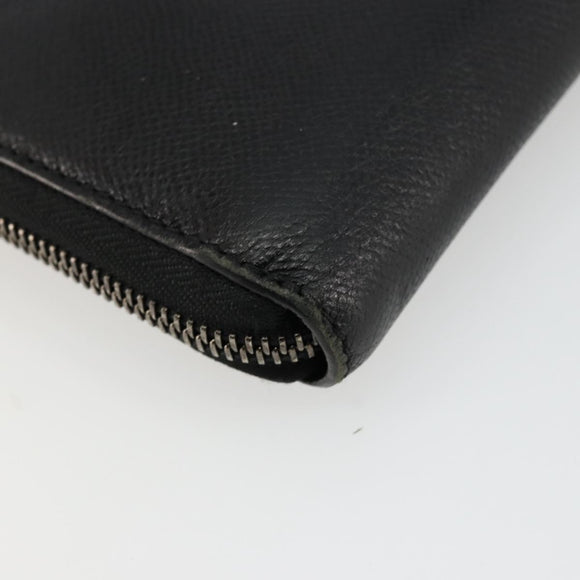 BURBERRY Long Wallet Leather Black Auth bs35104