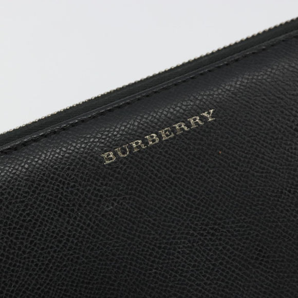 BURBERRY Long Wallet Leather Black Auth bs35104