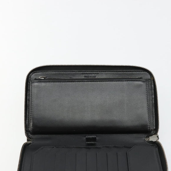 BURBERRY Long Wallet Leather Black Auth bs35104
