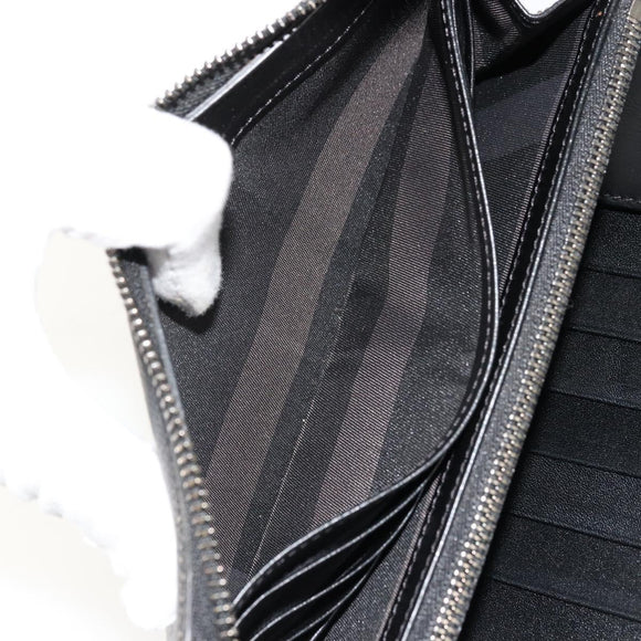 BURBERRY Long Wallet Leather Black Auth bs35104