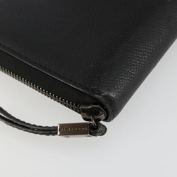 BURBERRY Long Wallet Leather Black Auth bs35104
