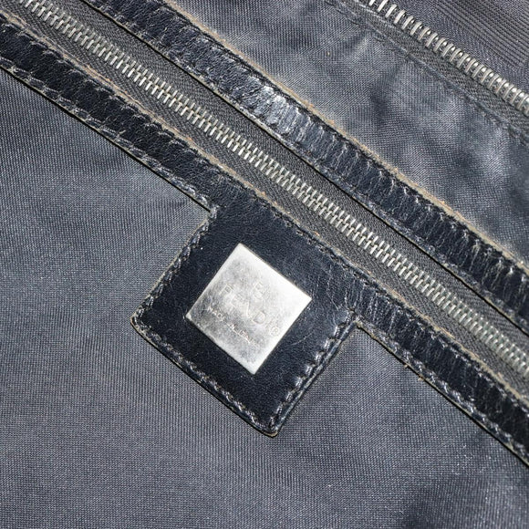 FENDI Zucca Canvas Tote Bag Black Silver Auth bs35105