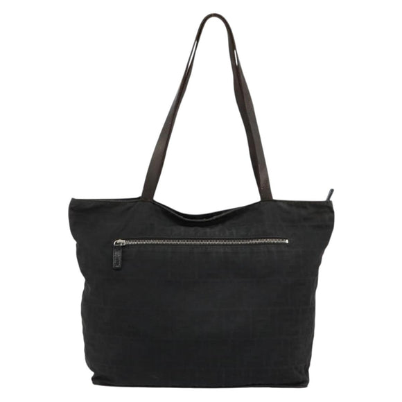 FENDI Zucca Canvas Tote Bag Black Silver Auth bs35105