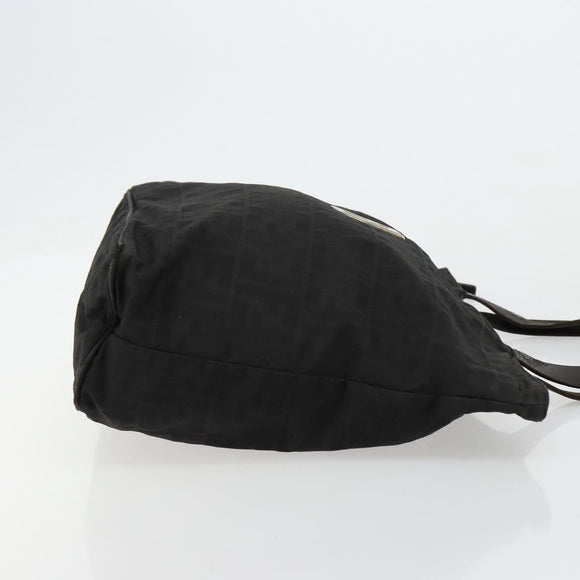 FENDI Zucca Canvas Tote Bag Black Silver Auth bs35105