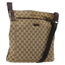 GUCCI GG Canvas Shoulder Bag Beige Silver 122791 Auth bs35106-1