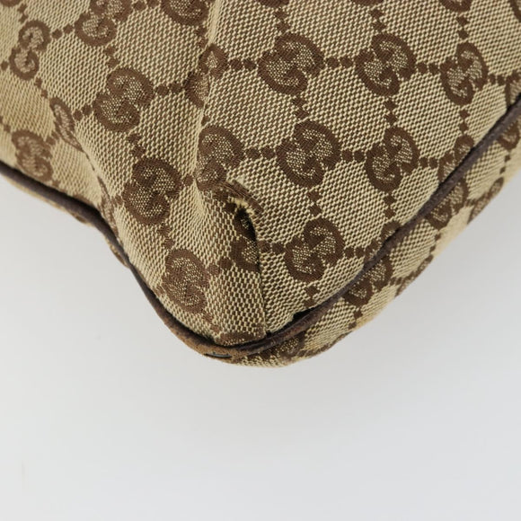 GUCCI GG Canvas Shoulder Bag Beige Silver 122791 Auth bs35106