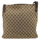 GUCCI GG Canvas Shoulder Bag Beige Silver 122791 Auth bs35106-2