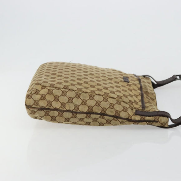 GUCCI GG Canvas Shoulder Bag Beige Silver 122791 Auth bs35106