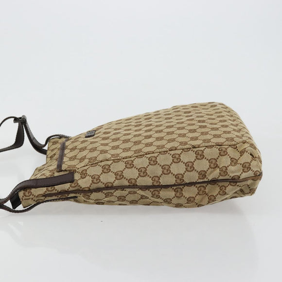 GUCCI GG Canvas Shoulder Bag Beige Silver 122791 Auth bs35106