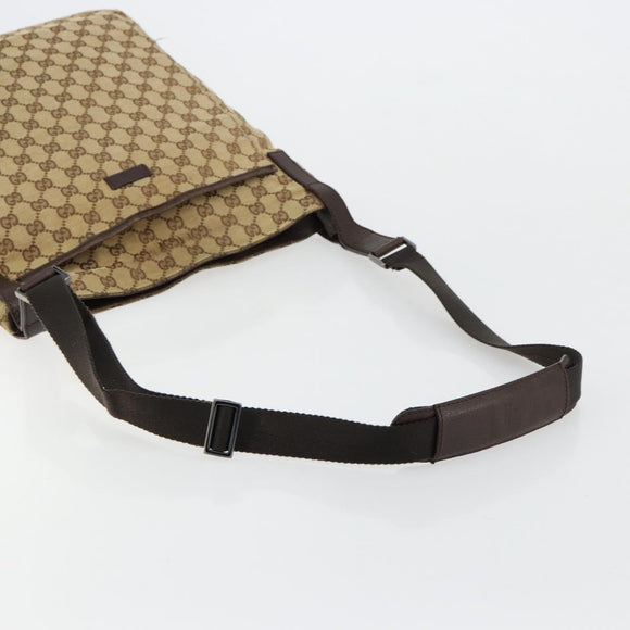 GUCCI GG Canvas Shoulder Bag Beige Silver 122791 Auth bs35106