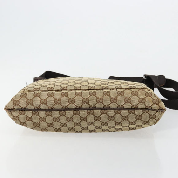 GUCCI GG Canvas Shoulder Bag Beige Silver 122791 Auth bs35106