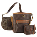 CELINE Macadam Canvas C Sulky Shoulder Bag PVC Leather 3 Set Brown Auth bs35107-1