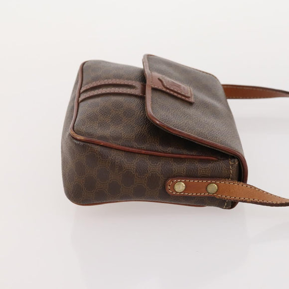 CELINE Macadam Canvas C Sulky Shoulder Bag PVC Leather 3 Set Brown Auth bs35107