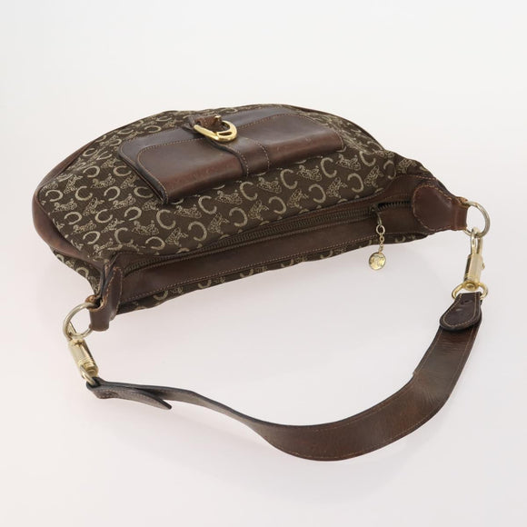 CELINE Macadam Canvas C Sulky Shoulder Bag PVC Leather 3 Set Brown Auth bs35107